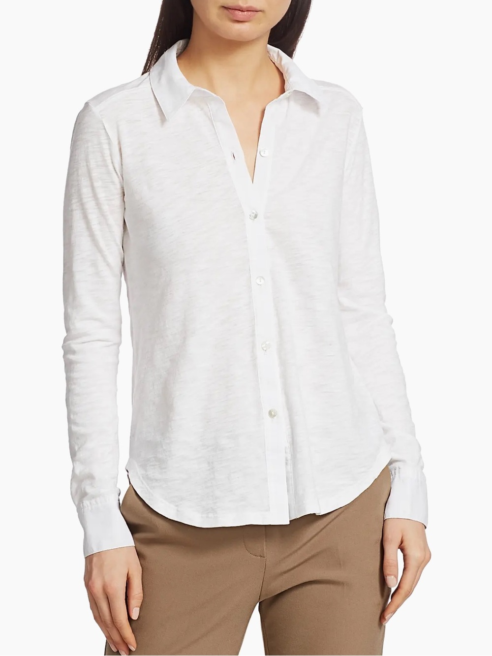 Theory Riduro Sea Slub Long Sleeve Organic Cotton White Button Down Shirt Size L